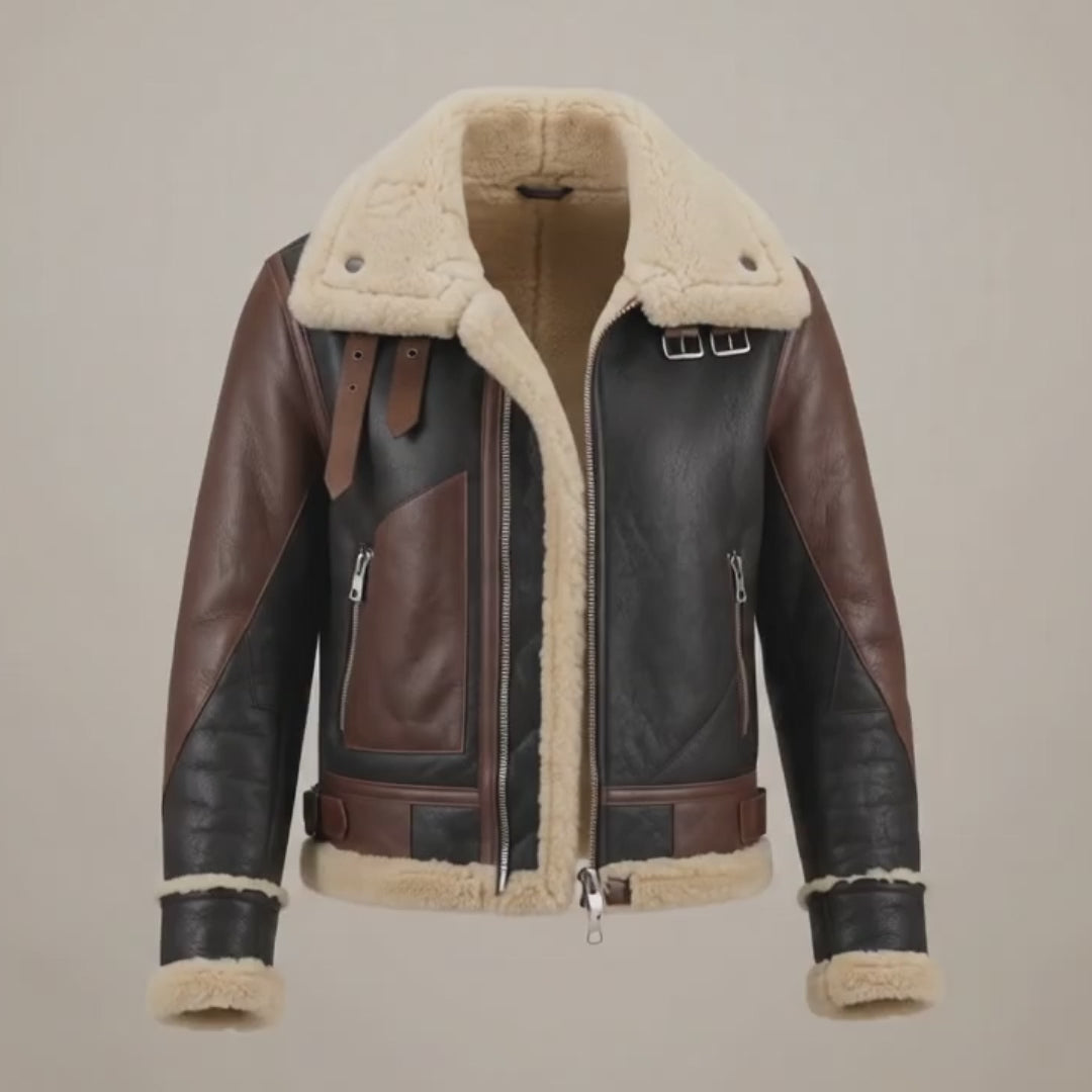 Veloce Apparel Women's Brown and Black Faux Leather Shearling Jacket