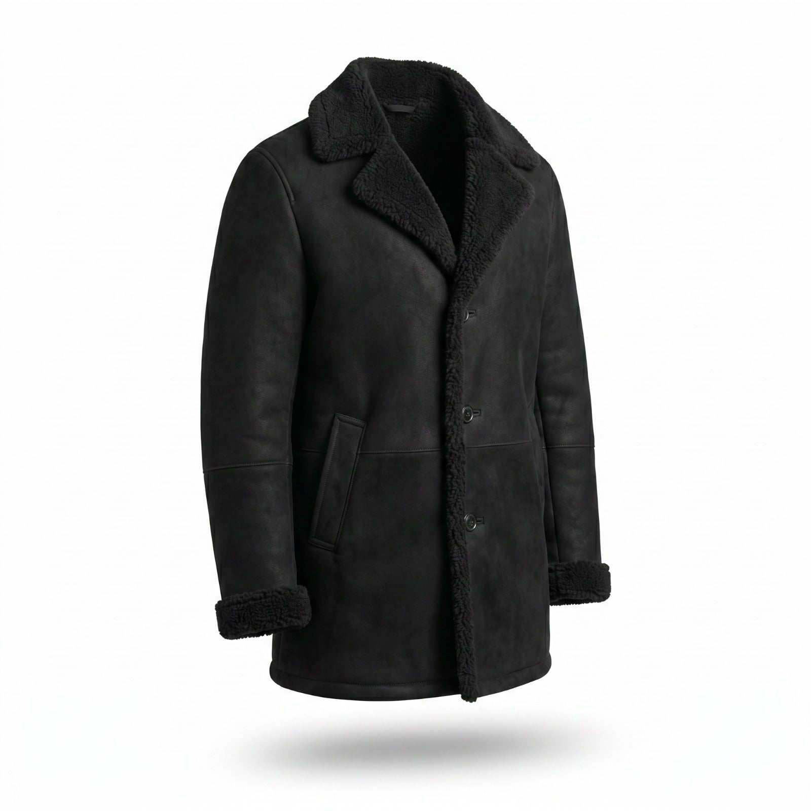 Premium Black Faux Leather Winter Jacket for Men