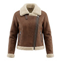 Veloce Apparel Women's Brown Faux Shearling Aviator Jacket
