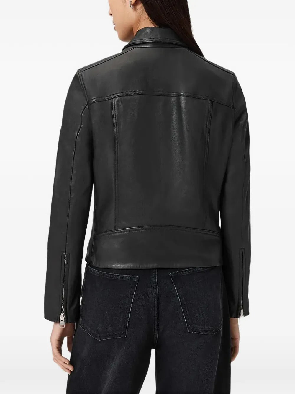 Veloce Apparel Women's Genuine Leather Zip-Up Jacket - Black