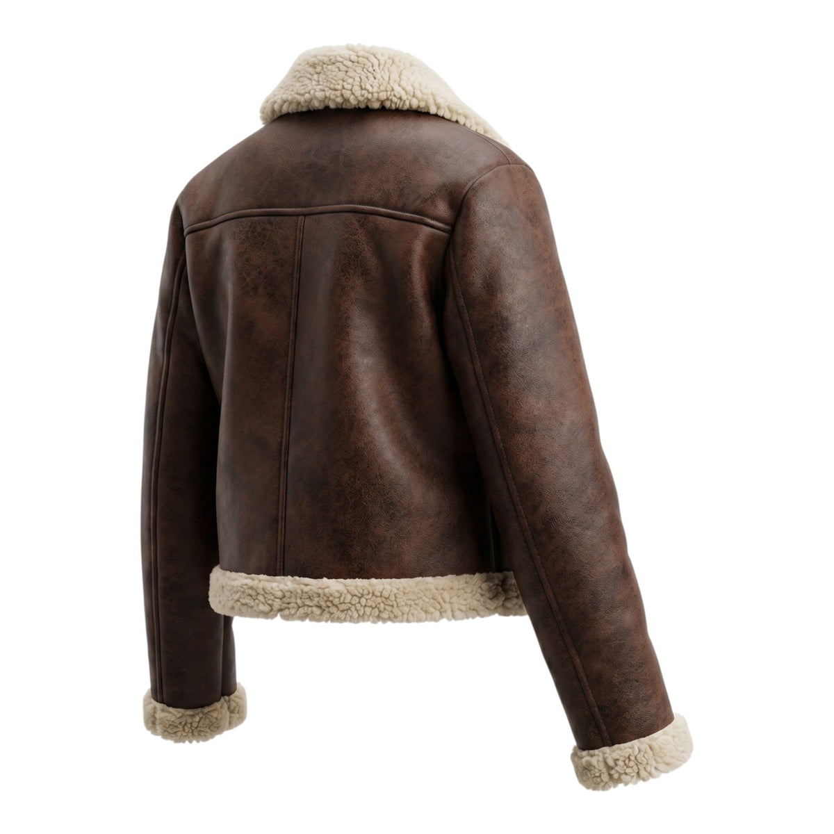 Veloce Apparel Women's Brown Faux Shearling Aviator Jacket