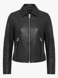 Veloce Apparel Women's Genuine Leather Zip-Up Jacket - Black