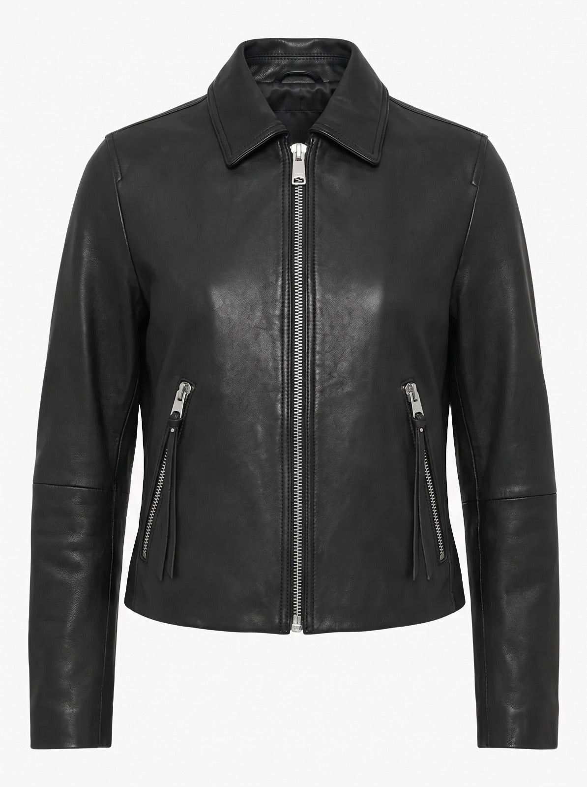 Veloce Apparel Women's Genuine Leather Zip-Up Jacket - Black